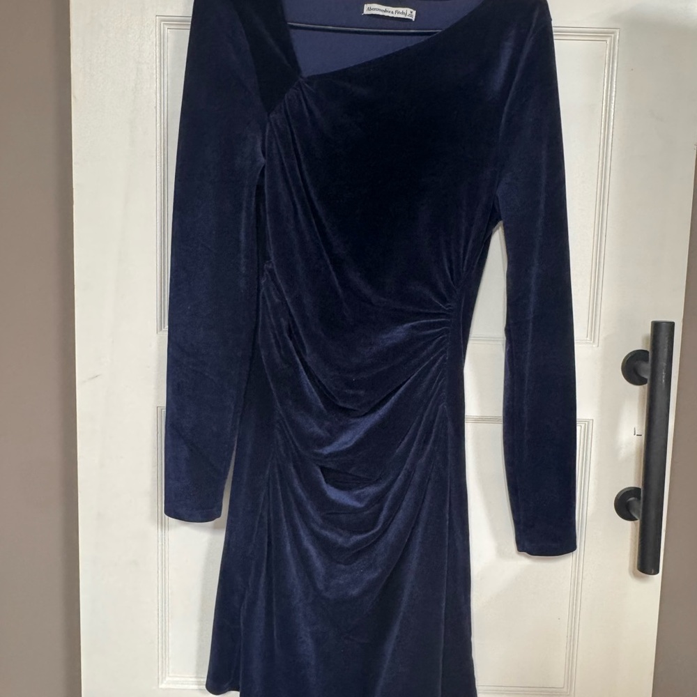 Abercrombie & Fitch Blue Ruched Wrap Dress